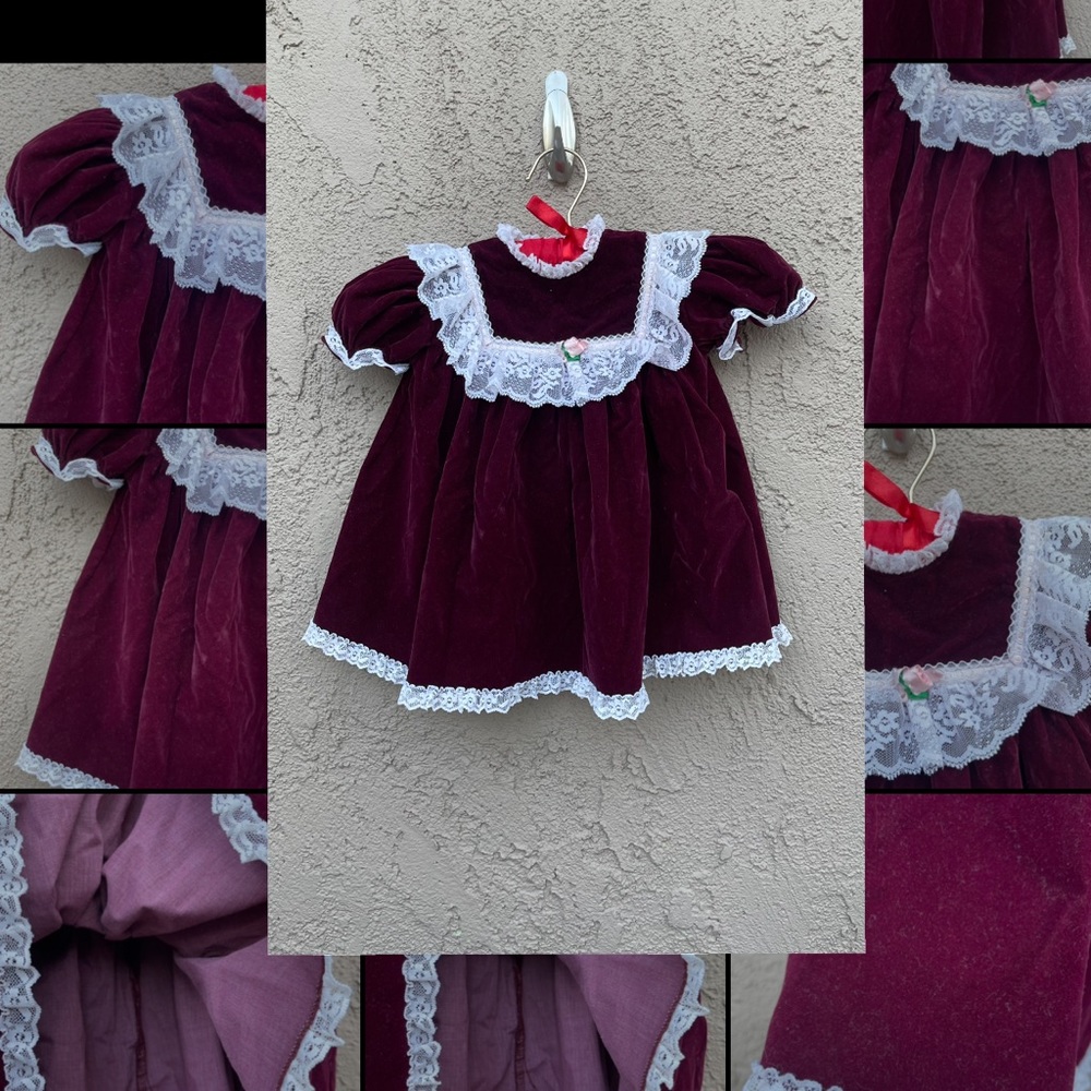 Cutest One Girls 2T Vintage Baby Doll Velvet Dress